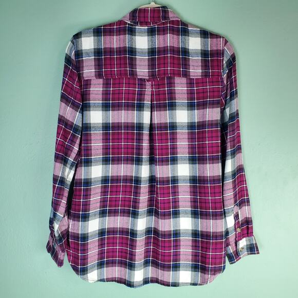 American Eagle Ahh-mazingly Soft Pink Plaid Boyfriend Fit Button Up Shirt Size M - Picture 2 of 8
